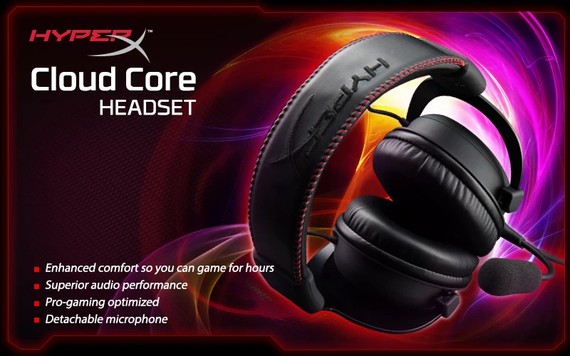 HyperX Cloud core Игровая гарнитура Автоматическое шумоподавление наушники AMP USB звуковая карта продается отдельно