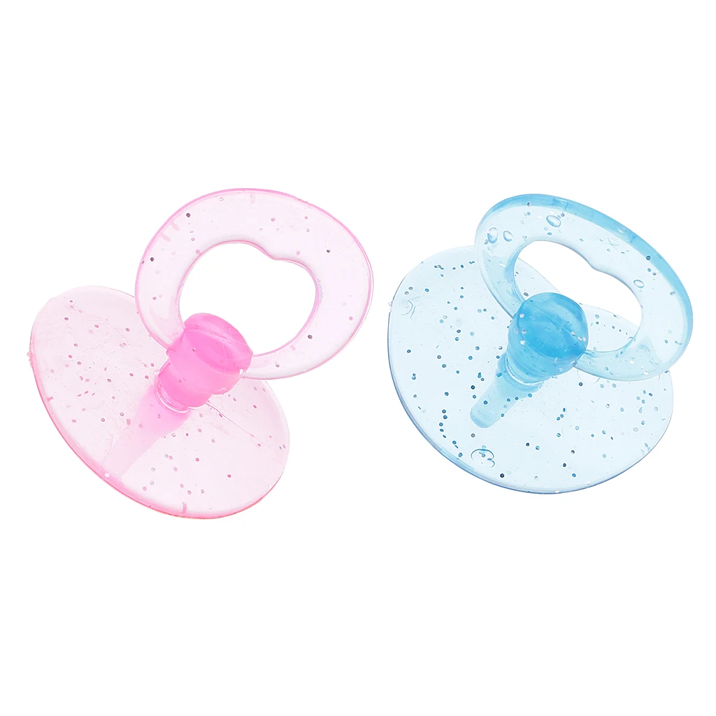 2 Pieces Pink& Blue Baby Dolls Pacifier for Barbies Baby Nursery Room Accs Kids Pretend Play Toy for Kelly Dolls Baby Doll 
