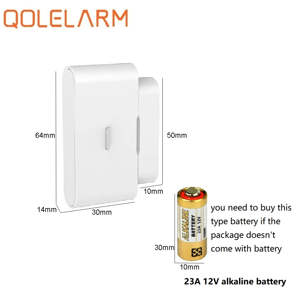 Qolelarm открытый/закрытый 2 сигнала 10 шт./лот 433 МГц Беспроводной магнитный детектор открытия двери и окна датчик сигнализации со встроенной антенной