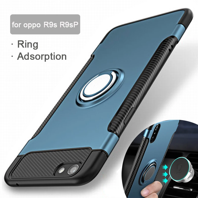 

Ring Adsorption Cases for OPPO R9S Case R9s Plus Cover Silicone Phone Flip Fundas for oppo R9s plus Phone Protector Kickstand