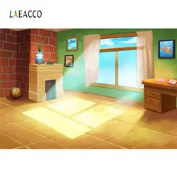 Laeacco Детские мультфильм уютный исследование сверкающих окна Шторы интерьер дома фото Фоны фотографии фонов для фотостудии