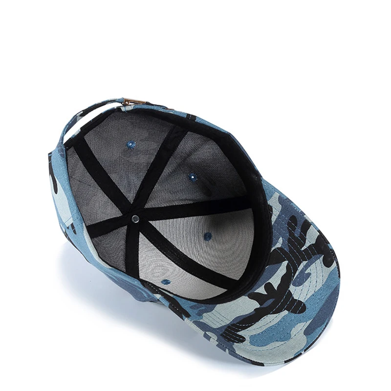 Baseball Cap Men Military Dad Hat Hip Hop Adjustable Curved Bill Blue Cotton Sports Outdoor Accessory (1)