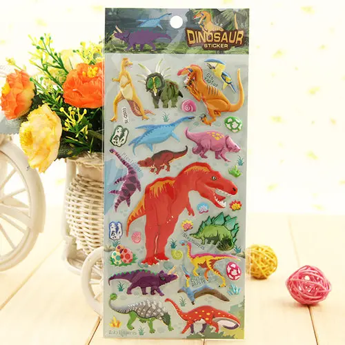 Free shipping 4 sheets cool dinosaurs animal anime 3D foam stickers party supplies decoration kids gift children game toys boys 5