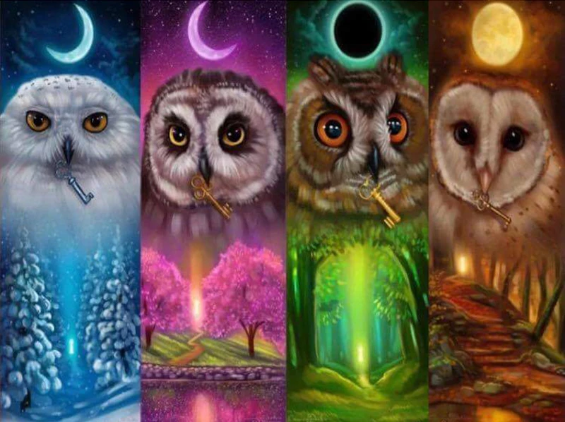

Full Square/Round Drill 5D DIY Diamond Painting "Four Seasons Owl" 3D Embroidery Cross Stitch Mosaic Decor Gift