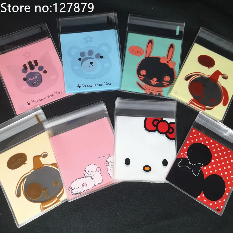 

50pcs 10X10CM Cute Cartoon Animals Plastic Bag Wedding Cookie Candy Gift Packaging Bags DIY Self Adhesive Pouch Party Favors