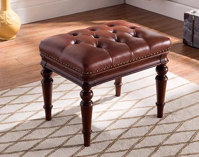 American Style Dressing Stool Solid Wood Leather Pedal Simple Bed American Style Dressing Stool Solid Wood Leather Pedal Simple Bed End Continental Long Shoe Bench