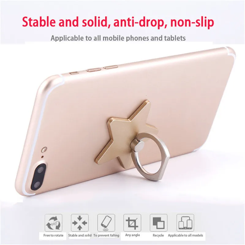 Universal Cute Phone Holder Five-pointed Star Shaped 360 Degree Holder Ring Stand Holder for Huawei p10 For Samsung s8 iPhone7
