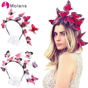 Molans Solid Flutter Faerie Butterfly Headbands Colorful Bogus Butterflies Wild Hair Hoop Woodland Photo Shoot Hairbands faerie tale