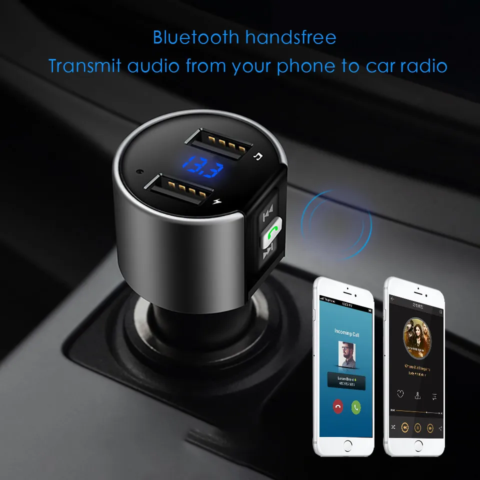Cunymagos Wireless Bluetooth FM Transmitter Modulator Car Radio Adapter Car MP3 Player 3.4A Dual USB Car Charger Handsfree Car Kit (14)