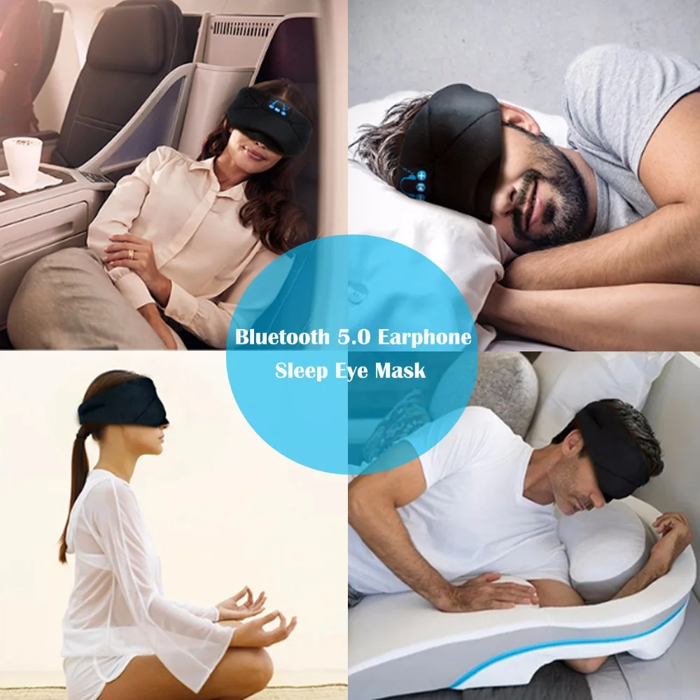 Bluetooth 5.0 Sleep Music Call Eye Mask Earmuffs Full Shading Handfree Wireless Headband Call Microphone Headset Eye Mask