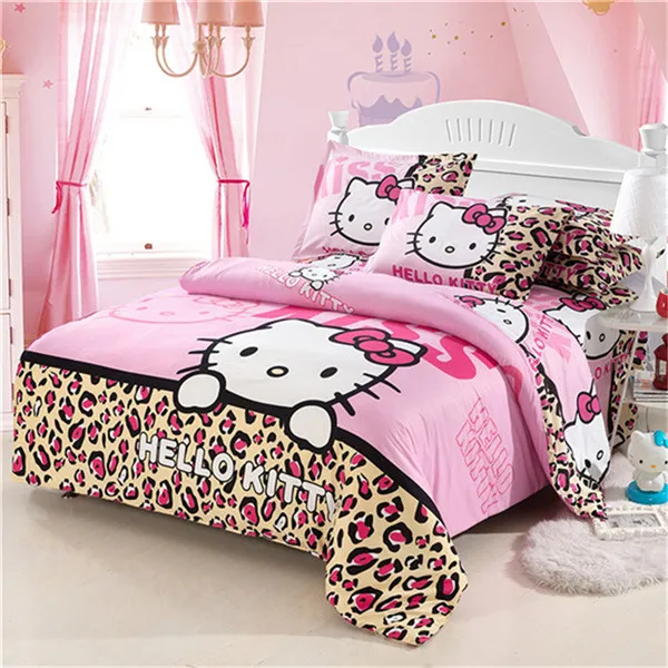 Fashion Lovely Kitty Cat Print Bedding Sets Twin Full Queen Size Quilt