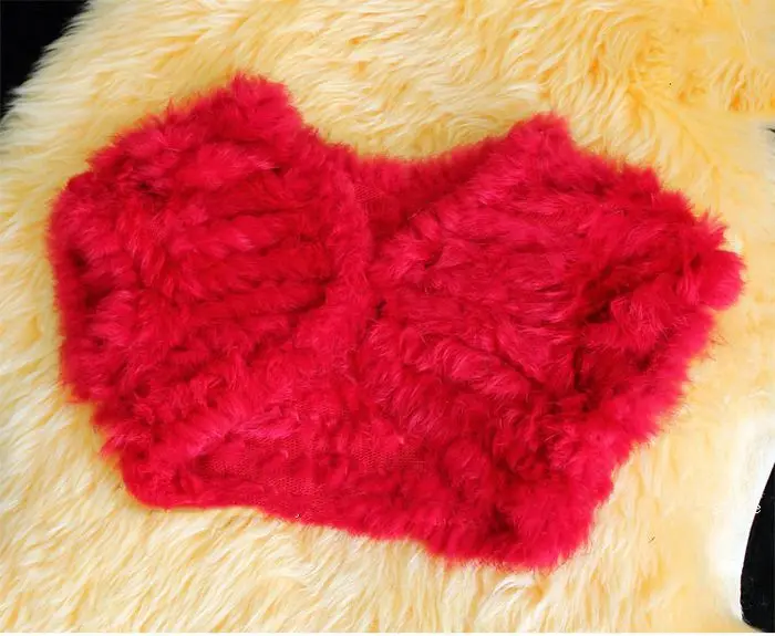 Женская вязаная накидка из натурального кроличьего меха, шали из натурального меха,, пончо, цена - Color: red