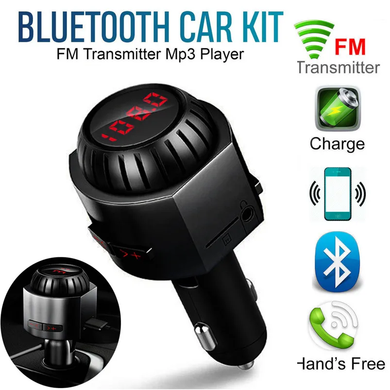 Car FM Transmitter MP3 Player Wireless Hands-free Bluetooth Stereo Audio Support TF Card USB Output 5V 2.1A 40NT14 | Электроника