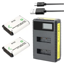 2Pcs DVISI NP-BX1 NP BX1 Battery Packs + LCD Dual USB Charger for Sony DSC RX1 RX100 AS100V M3 M2 HX300 HX400 HX50 HX60 GWP88