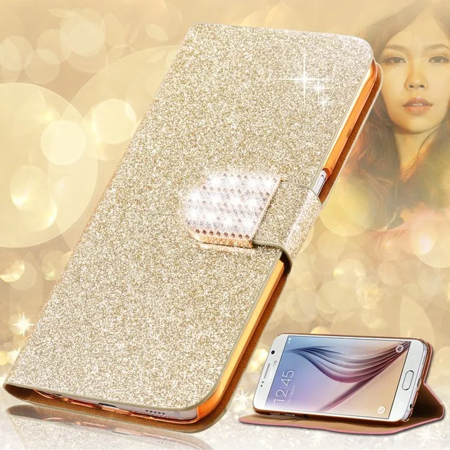 Flip Fundas para Samsung Galaxy A3 A5 A7 J3 J4 J5 J6 J7 2016 Pro 2017 2018 caja del teléfono de cartera con cubierta de diamantes