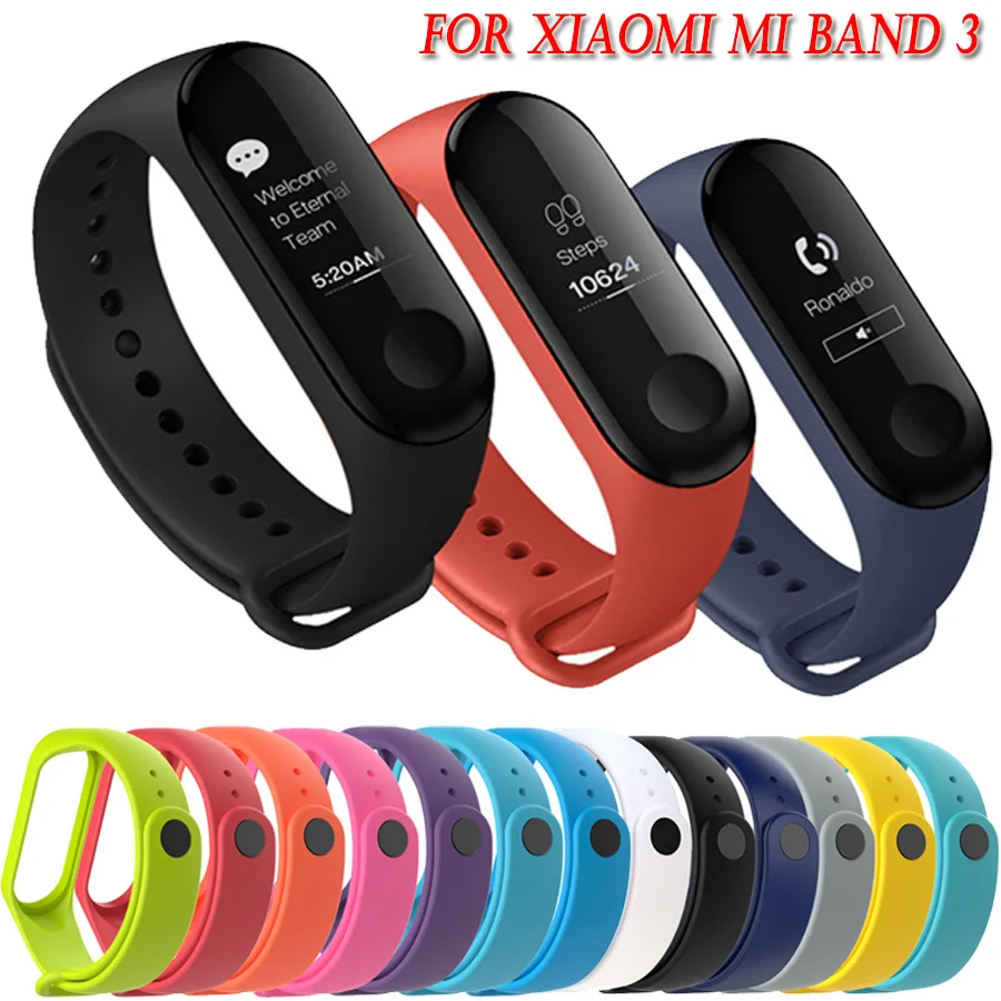 Ремешок силиконовый для xiaomi Mi Band 3 сменный Браслет наручных часов аксессуары |