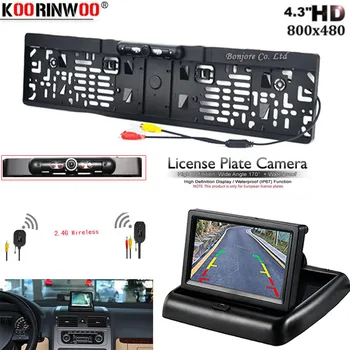 

Koorinwoo Vehicle Wireless camera Foldable Monitor European License Plate Frame Backup Number Plate Rear View Reverse parcking