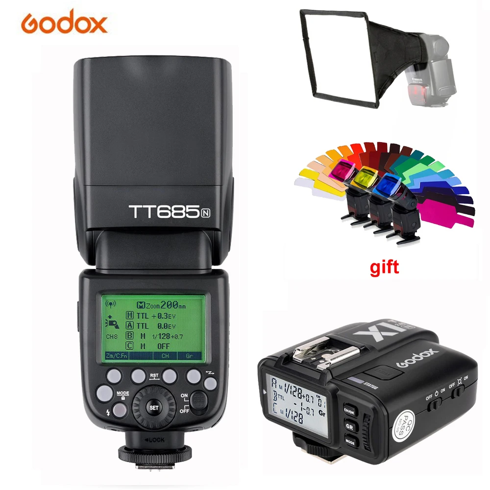 Godox TT685N 2.4G Wireless High-Speed HSS 1/8000s TTL Speedlite Flash for Nikon D3200 D5200 D5500 D7000 D7200 D800 D90 DSLR Godox TT685N 2.4G Wireless High-Speed HSS 1/8000s TTL Speedlite Flash for Nikon D3200 D5200 D5500 D7000 D7200 D800 D90 DSLR