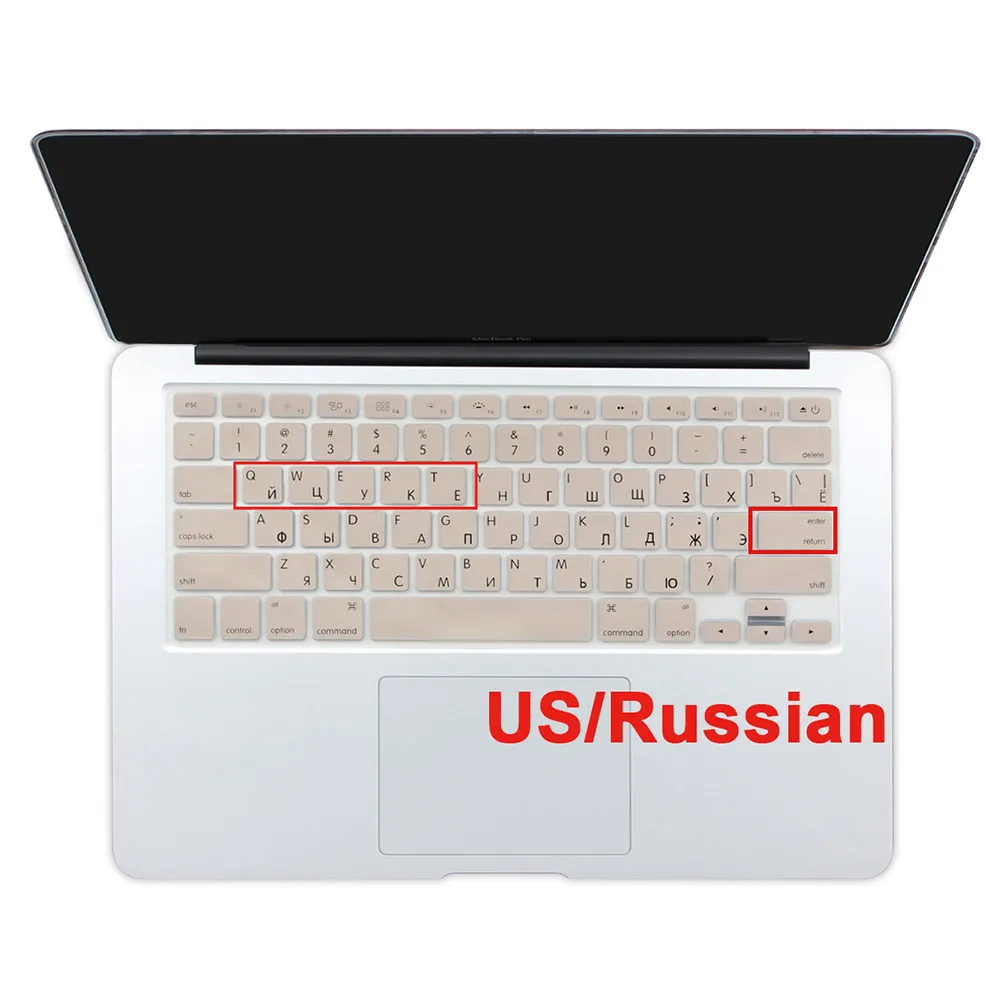 США введите русский алфавит силиконовый чехол для клавиатуры MacBook Air 13 Pro 13 15 17 дюймов retina A1466 A1502 A1398 - Цвет: gold