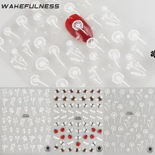 WAKEFULNESS 3D акриловые Выгравированные цветные наклейки на ногти цветы дизайн ногтей наклейки s Маникюр украшения Советы Клей Наклейки