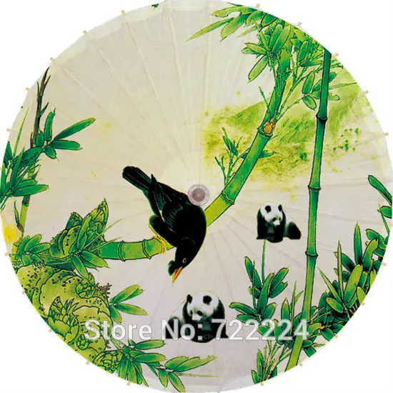 

Dia 84cm Chinese Classical Ancient Dance Umbrella Craft green bamboo with panda Oiled Paper Parasol Decoration Dance Umbrella