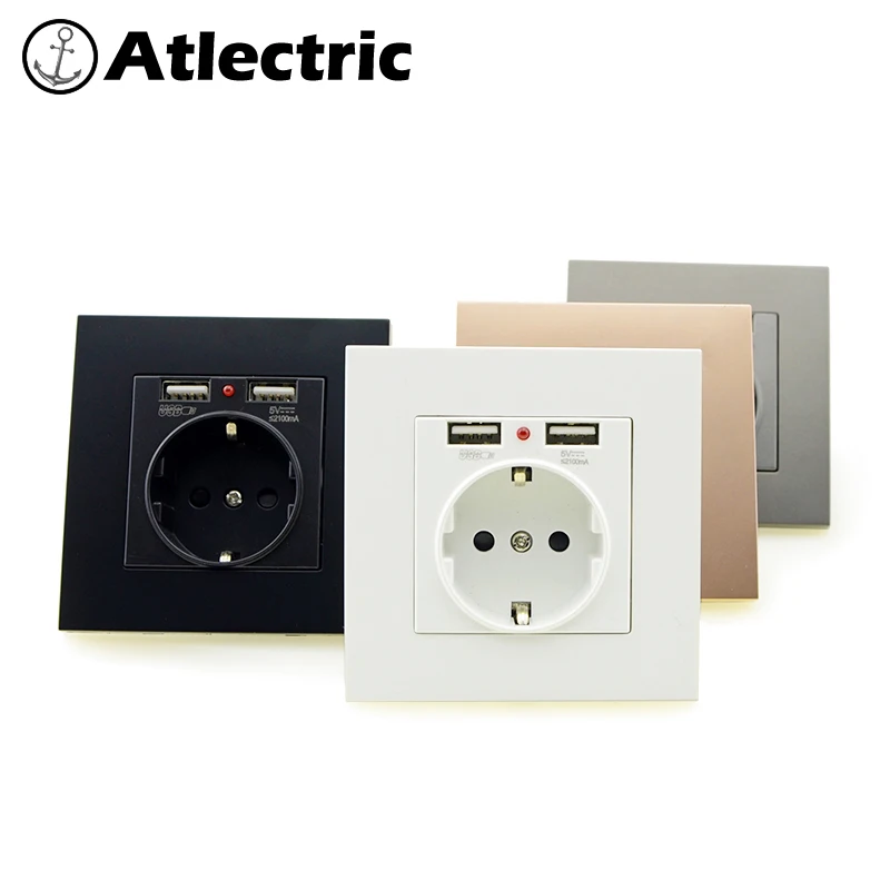Atlectric Dual USB Автомобильное зарядное устройство на стене адаптер зарядки 2A стены