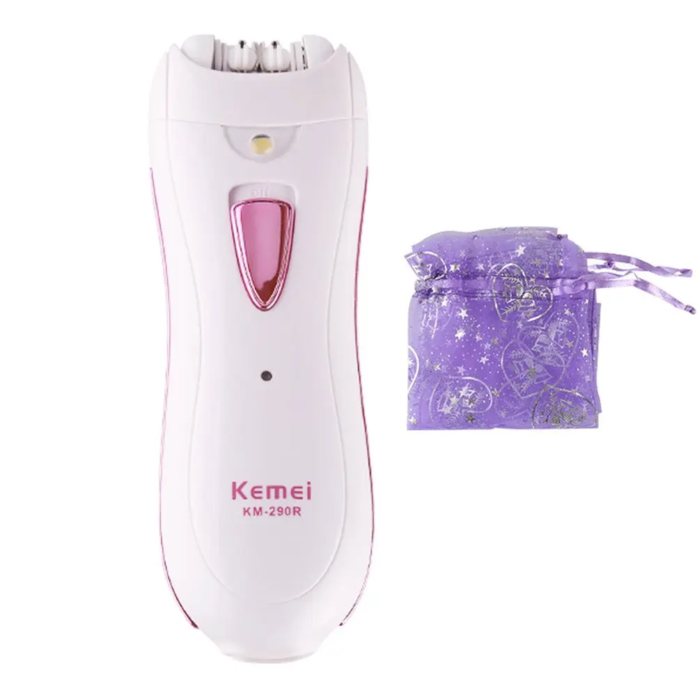 

Kemei 290R Women Electric Hair Shaver with Pouch Rechargeable Lady's Epilator Multifunction Bikini Line Legs Armpit Body Hair