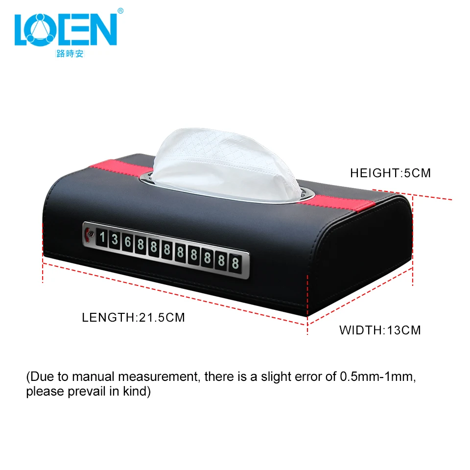 LOEN 1* Автомобильный Стайлинг из искусственной кожи подлокотник держатель ткани и органайзер черный синий красный оранжевый Nakpin коробка со светящимся номером парковки