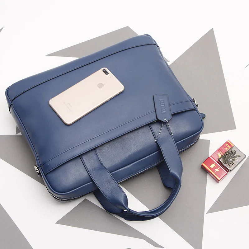 

2019 New Genuine Leather Business Men's Handbag Soft Cowhide Crossbody Bag Business Trip Briefcase Laptop Shoulder Bag.