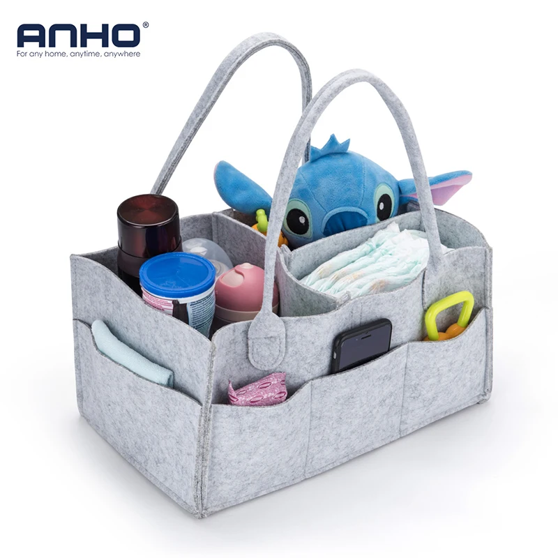 ANHO Storage Bag Baby Diaper Caddy Foldable Organizer Portable Kids Doll Car Clothes Storage Basket Toys Box Handbag Travel