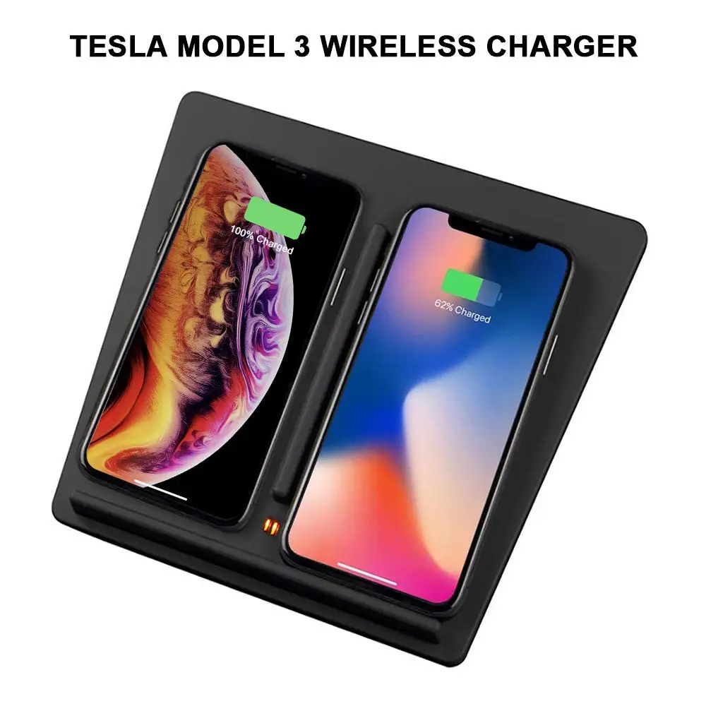 

Tesla Model 3 Wireless Charger Pad for Tesla Model 3 with Dual USB Ports Center Console Phones Charging for iPhone X XS XR 8 S9+