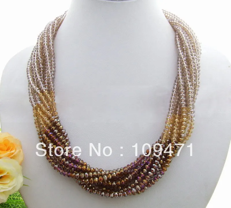 

Stunning! 10Strds Multi Color Crystal Necklace