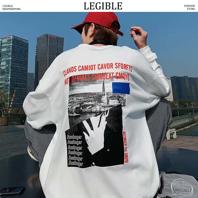 

LEGIBLE Hip Hop Hoodies Sweatshirts Men O-neck Funny printed Hoodies Men Casual Comfortable Oversize Pullover Spring Autumn