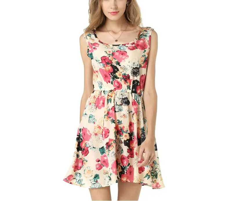 Для женщин летнее платье 2019 AWAYTR бренд Boho новый абрикос О-образный воротник без