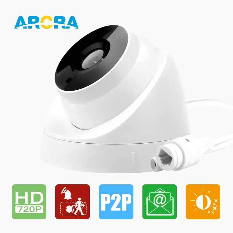 3.6mm Lens ONVIF P2P Security IP Camera 720P HI3518E 1/4'' CMOS Motion detection Indoor Dome Camera IP 1MP Surveillance CCTV