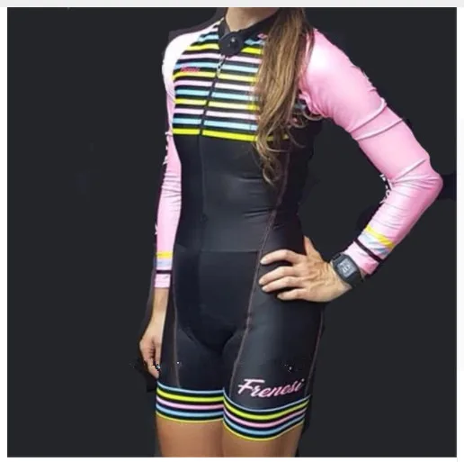 Pro Team Triathlon Suit Women's long sleeve Cycling Jersey Skinsuit Jumpsuit Maillot Cycling Ropa ciclismo set gel 043