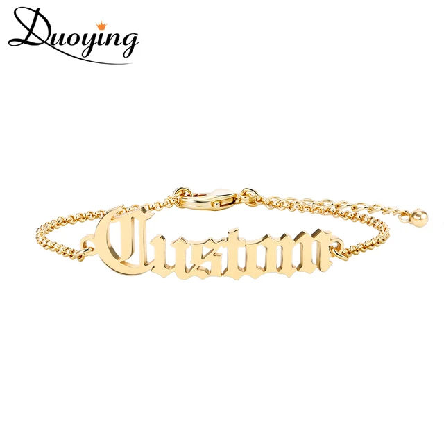 Duoying Custom Name Bracelet Personalized Women Gold Duoying Custom Name Bracelet Personalized Women Gold Customize Initial Charm For Ebay Fashion