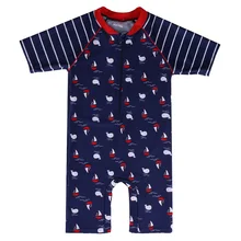 BAOHULU/для маленьких мальчиков купальник Одна деталь Детские футболки в полоску, одежда для плаванья, Одежда для пляжа с застежкой-молнией, купальный костюм для детей темно-синий костюм с солнышком uv50