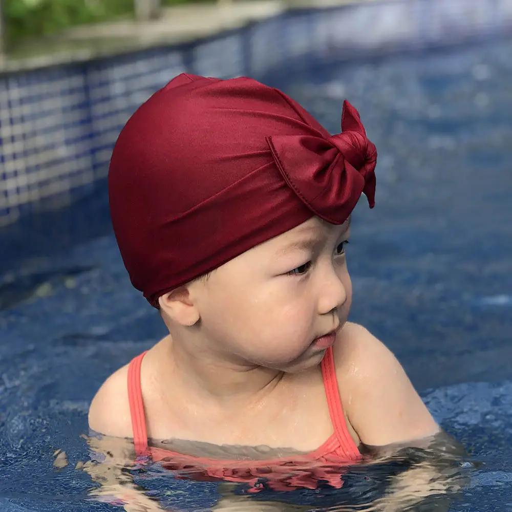 Детские Плавание тюрбан шляпа с бантом детские солнцезащитные очки Плавание костюм для девочек пляжное шапочка для новорожденного ручной больница шапки бини шапки детский топ узел шляпа с бантом H015S