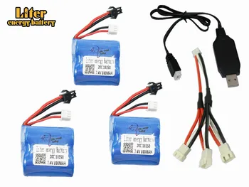 

Li-ion 7.4v 800mAh 18350 Li-ion battery for H100 H102 7.4 v 800 mah high speed RC boat 3pcs/lot with 3in1 charger