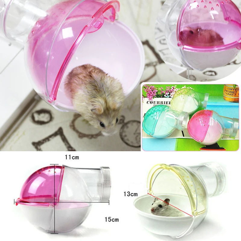 

New Arrival Small Pet Cage Hamster External Bathroom Pet Villa Pet Supplies Small Animal Bathing Random Colors 15x13x11cm