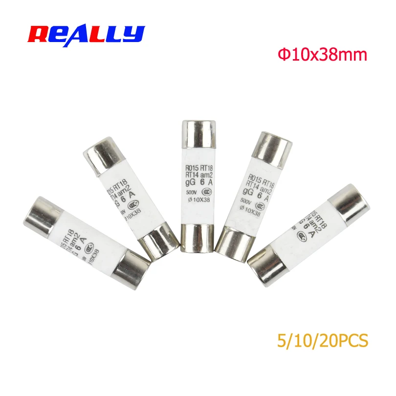 

10/20Pcs 10*38 Fast Blow Ceramic Fuse 10x38mm Fuse 380V 500V 0.5A 1A 2A 3A 4A 5A 6A 8A 10A 16A 20A 25A 32A 40A RO15 RT18 RT14