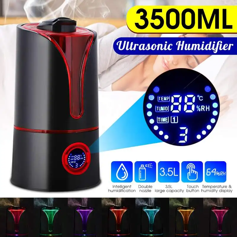 

3.5L Air Humidifier Eliminate Static Electricity Clean Air Care Ultrasonic Humidifier with 7 Colorful Lights for Car Office Home