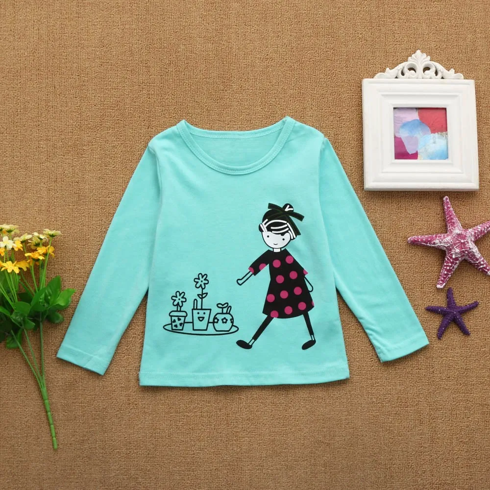 Детские топы с цветочным принтом для маленьких девочек, блузка, футболка, одежда детская модная одежда для детей от 2 до 6 лет