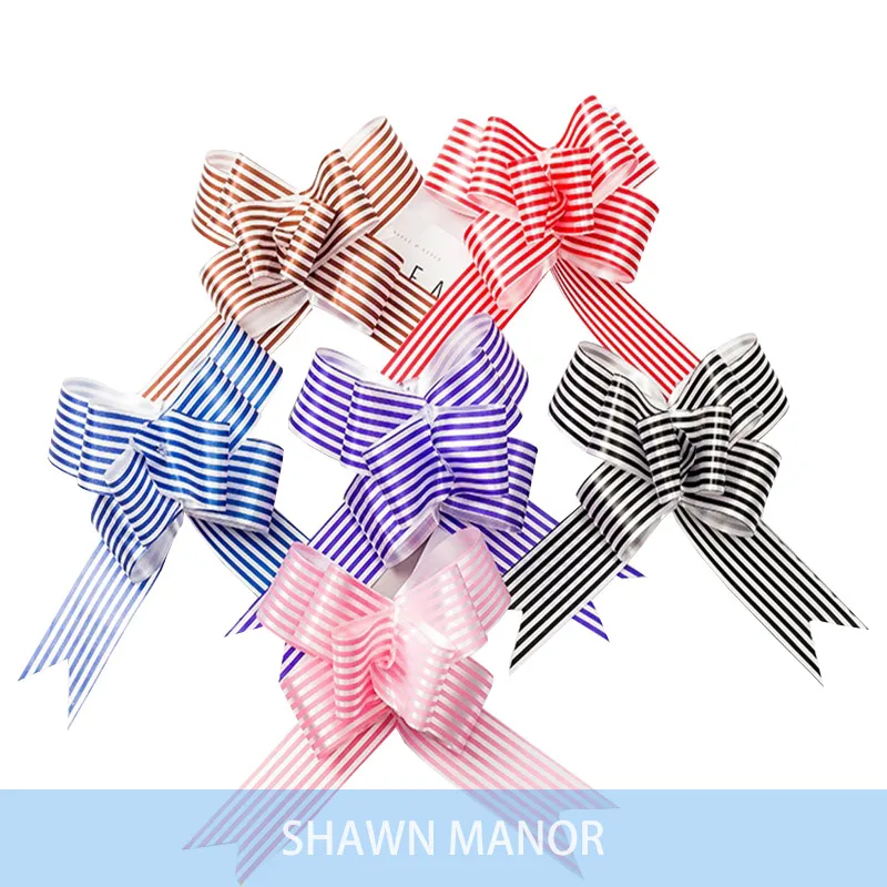 

5*70CM Large Stripe Pull Bow Gift Ribbon For Decorate Wedding Car Party Birthday Christmas 50PCS