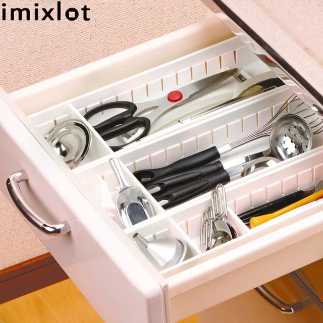 Best Offers Imixlot 1Pc Adjustable Drawer Storage Organizer Cabinet Box For Kitchen Cutlery Office Makeup Jewelry Board Divider