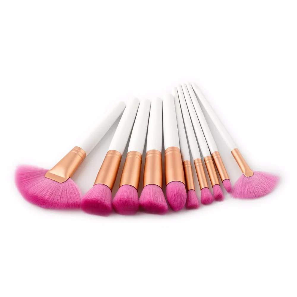 CREEZE High Quality 10Pcs Makeup Brushes Pink Foundation Brush Eyeliner
