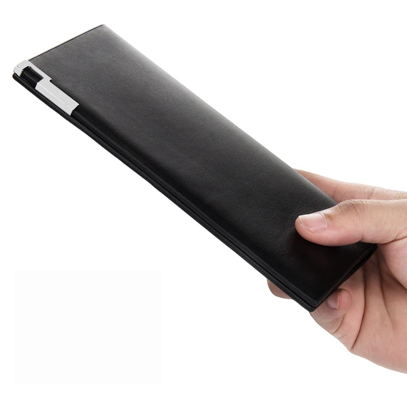  Male purses and leather wallet Men fashion brands Long thin 0.5CM Credit card holders 2 fold black and brown 