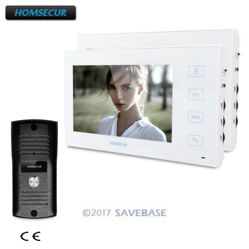 HOMSECUR 7 "проводной Hands-free видео вход двери Интерком охранника + белый монитор