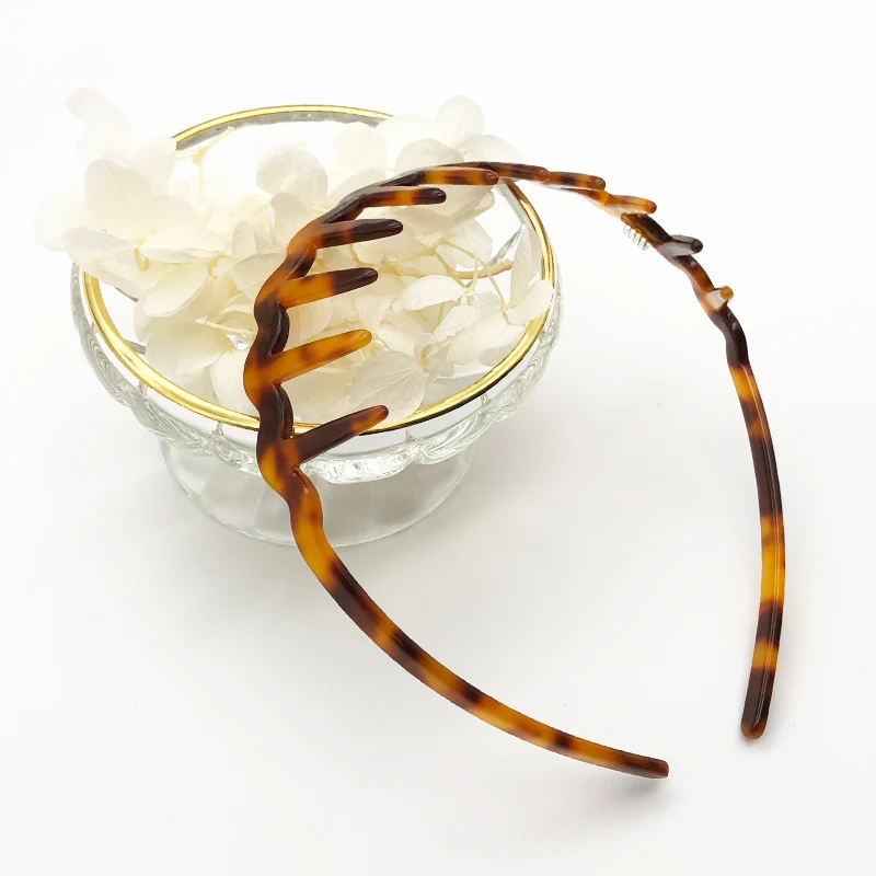 Химера обруч для волос с зубами ацетат целлюлозы Hairband простой коричневый повязка на голову обруч для волос Мода Для женщин Головные уборы аксессуары